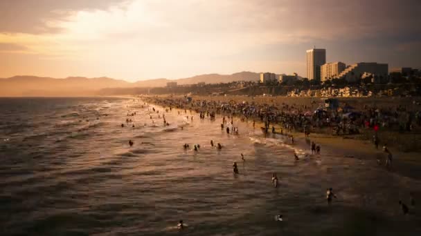 サンタモニカサマービーチサンセットタイム Lapse California Usa — ストック動画