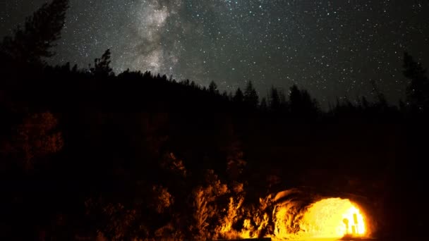 Parque Nacional Yosemite Láctea Galaxy Time Lapse Tunnel View Incline — Vídeo de Stock