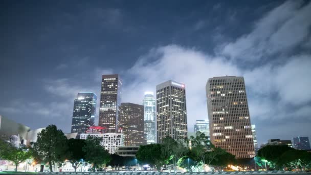 Los Angeles Downtown Rascacielos Nubes Time Lapse Traffic California — Vídeo de stock