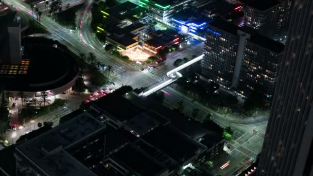 美国加利福尼亚州洛杉矶市中心高速公路交汇处的空中时差 — 图库视频影像