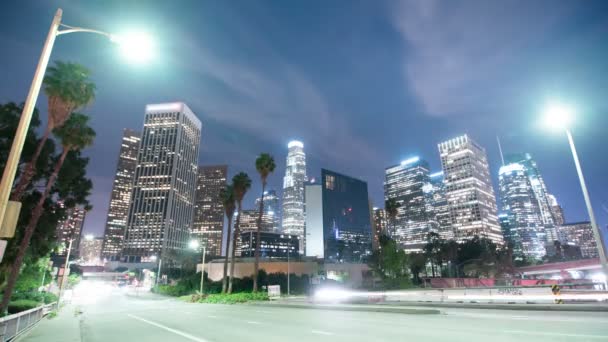 Los Angeles Downtown Rascacielos Nubes Time Lapse Traffic California — Vídeo de stock