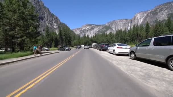 Yosemite National Park Driving Template Valley Yosemite Falls California Usa — Stock Video