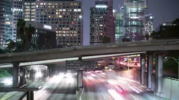 Ruch Autostradzie Los Angeles Downtown Time Lapse Kalifornia Usa — Wideo stockowe