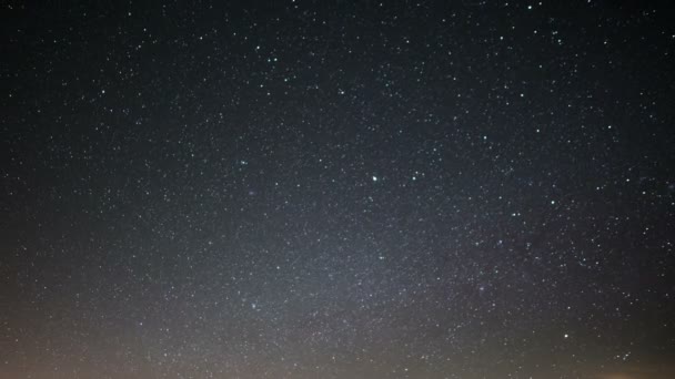 Vintergatan Galaxen Sätter Vårnatten Sky Time Lapse Stjärnor Och Meteorer — Stockvideo
