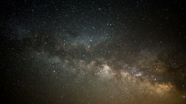 Láctea Galaxy Time Estrelas Lapso Meteoros Céu Primavera — Vídeo de Stock