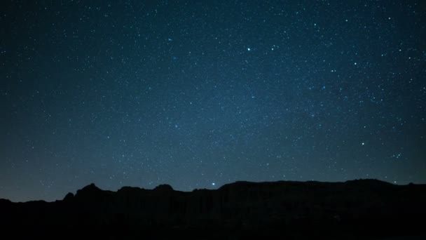 Láctea Galaxy Spring Night Sky Time Estrelas Lapso Meteoros Deserto — Vídeo de Stock