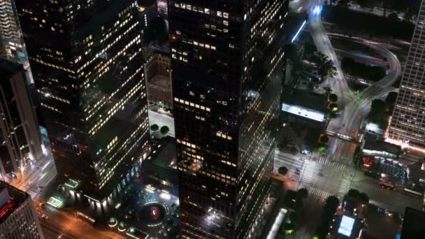 Aerial Time Lapse Los Angeles Downtown Skyscrapers Traffic California Yhdysvallat — kuvapankkivideo