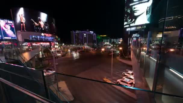 Las Vegas Strip Harmon Ave East Time Lapse Traffic Pedestrian — Stock Video