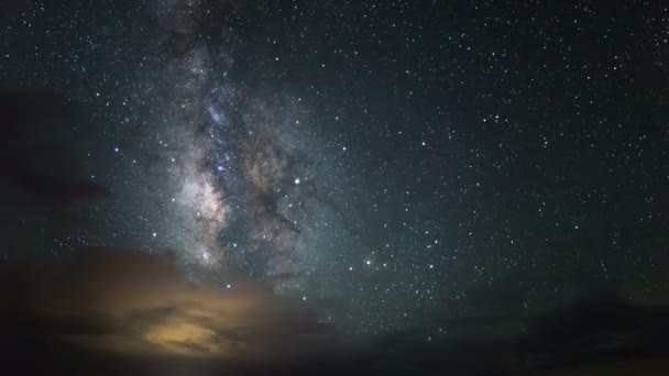 Grand Canyon North Rim Milky Way Time Lapse Thunderstorm Clouds — Stock Video