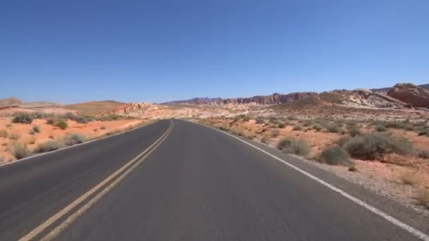 Valley Fire Desert Highway Körmall Amerikanska Sydvästra Nevada Usa — Stockvideo