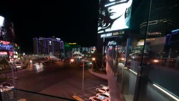 Las Vegas Strip Harmon Ave Mehrschichtiger Verkehr Zeitraffer Auf Straßen — Stockvideo