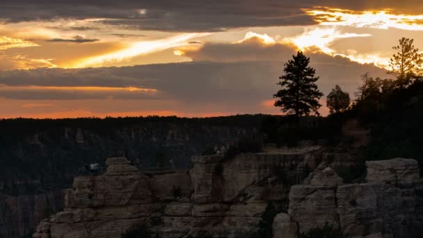 Grand Canyon North Rim Brilhante Angel Trail Loja Sunset Time — Vídeo de Stock