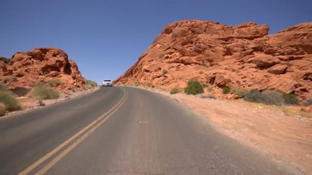 Valley Fire Rocky Canyon Highway Jazdy Szablon American Southwest Nevada — Wideo stockowe