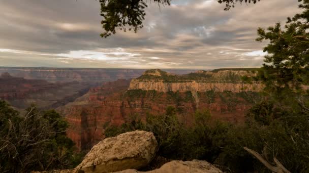 Grand Canyon North Rim Bright Angel Point Sunrise Time Lapse — Stock video