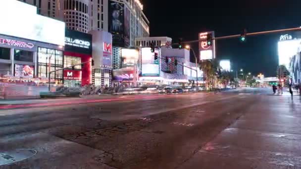 Las Vegas Strip Bellagio Kierunku Planety Hollywood Time Lapse Traffic — Wideo stockowe