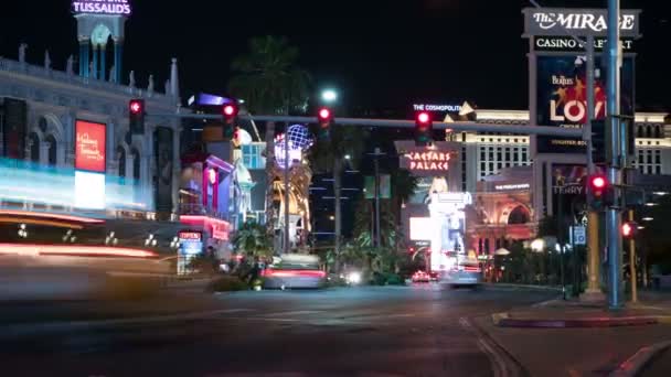 Las Vegas Strip Mirage Verso Sud Time Lapse Traffic Hotels — Video Stock