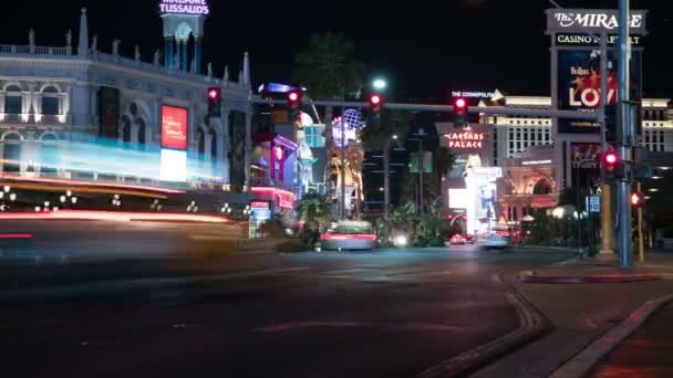 Las Vegas Strip Mirage Verso Sud Time Lapse Alberghi Traffico — Video Stock