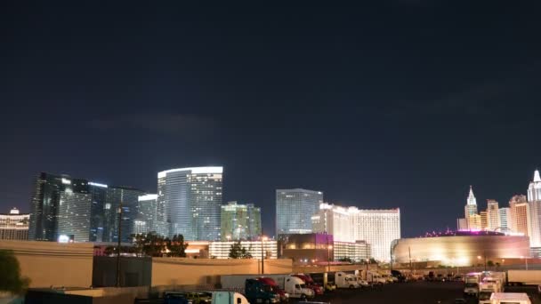 Las Vegas Strip Skyline Time Lapse Skyscraper Hotels Casinos Nevada — Vídeo de Stock