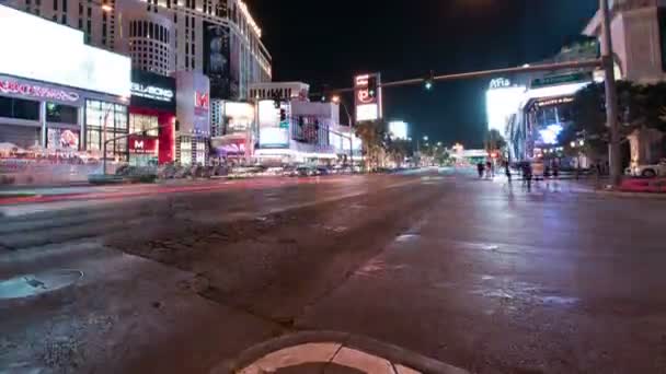 Las Vegas Strip Bellagio Felé Bolygó Hollywood Time Lapse Forgalom — Stock videók