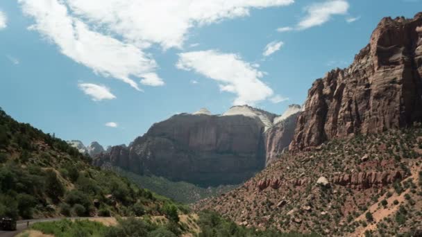 Zion National Park Scenic Drive Time Lapse Canyon Traffic Utah — Stock Video