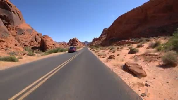 Valley Fire Time Lapse Körning Desert Highway Hyperlapse Nevada Usa — Stockvideo