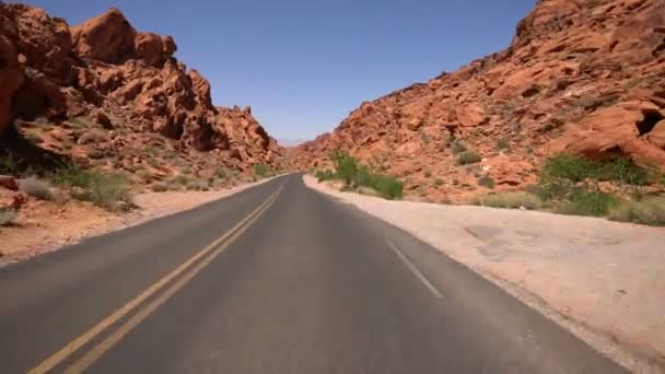 Valley Fire Rocky Canyon Highway Körmall Amerikanska Sydvästra Nevada Usa — Stockvideo