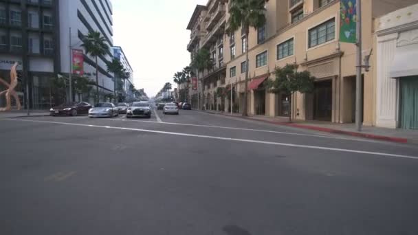 Beverly Hills Rodeo Drive Daytime Driving Template Beverly Northbound Wilshire — стокове відео