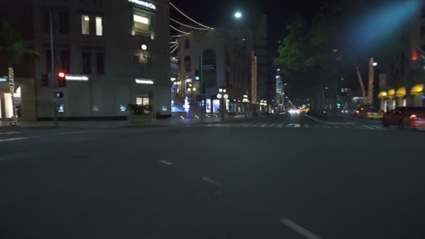 Beverly Hills Rodeo Gece Sürüşü Şablonu Wilshire Bulvarı Rodeo Drive — Stok video