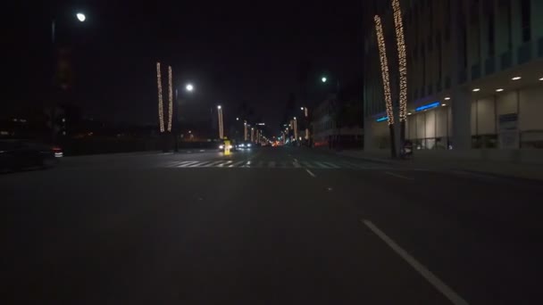 Beverly Hills Rodeo Drive Night Driving Template Wilshire Blvd — Vídeos de Stock