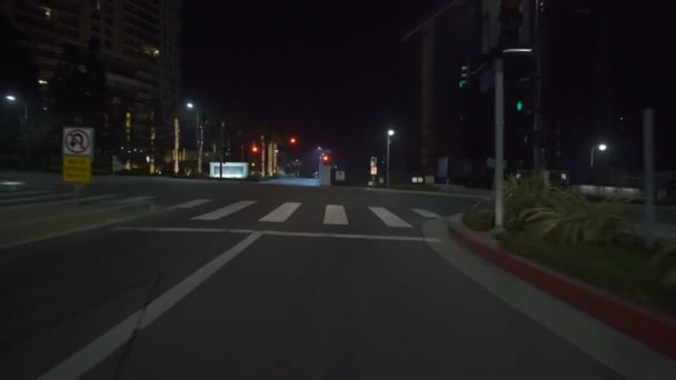 Лос Анджелес Века Вождения Шаблон Авеню Звезд Север Олимпийской Ночи — стоковое видео