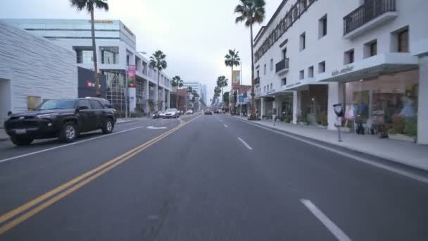 Beverly Hills Rodeo Drive Daytime Körmall Till Santa Monica Blvd — Stockvideo