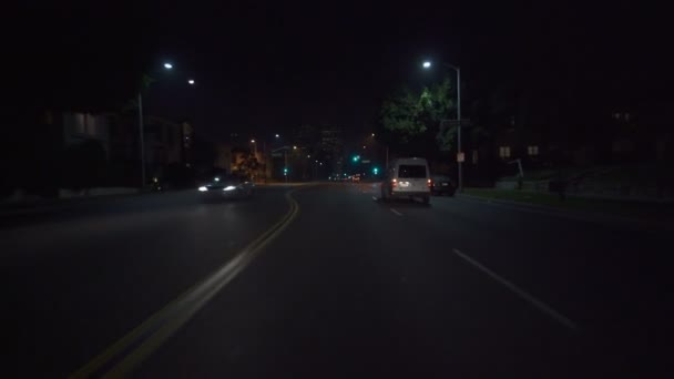 Beverly Hills Olympic Blvd Jazdy Szablon Zachód Camdes Night — Wideo stockowe