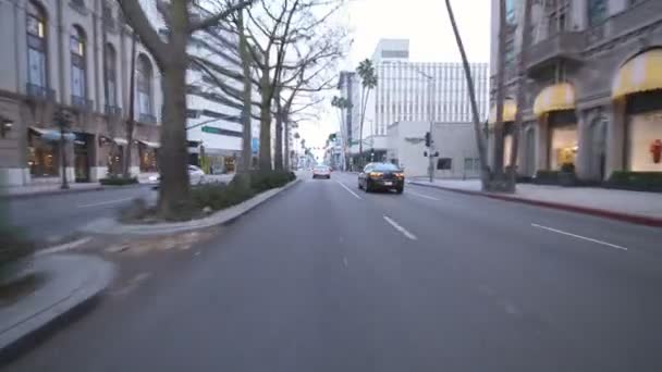 Beverly Hills Rodeo Drive Daytime Szablon Jazdy Wilshire Blvd Eastbound — Wideo stockowe