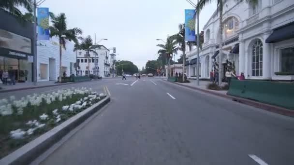 Beverly Hills Rodeo Drive Overdag Rijden Template Noordwaarts Bij Santa — Stockvideo