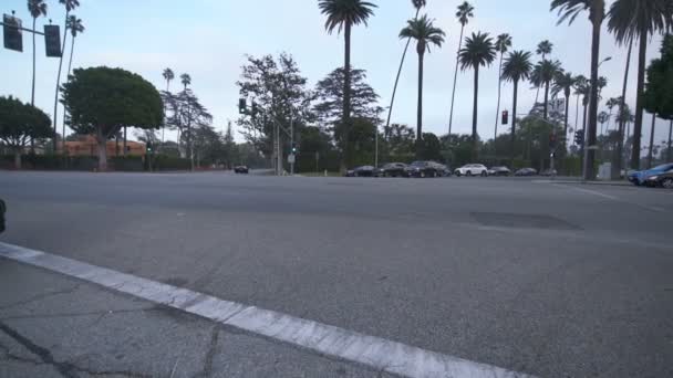 Beverly Hills Beverly Drive Daytime Szablon Jazdy Południe Zachodzie Słońca — Wideo stockowe