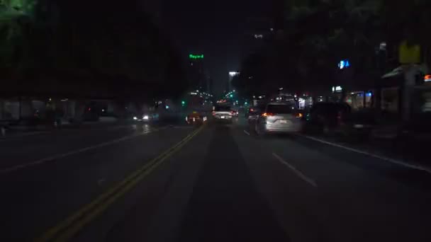 Hyperlapse Driving Los Angeles Mid Wilshire Eastbound Downtown Tunnels Night — 图库视频影像