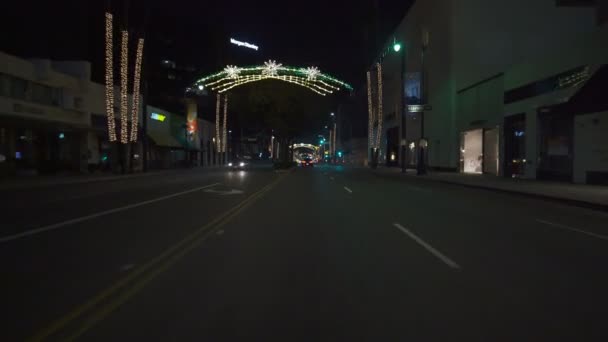 Beverly Hills Rodeo Drive Night Jazdy Szablon Wilshire Blvd Roxbury — Wideo stockowe