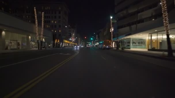 Beverly Hills Rodeo Drive Night Driving Template Wilshire Blvd Eastbound — Stockvideo