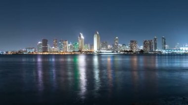Coronado 'dan San Diego Skyline, Gece Pan R California ABD