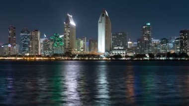 Coronado 'dan San Diego Skyline, Kaliforniya Gecesi ABD