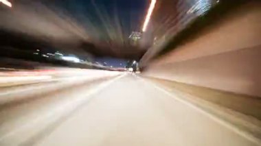 Hiperlapse Los Angeles 'ı Sürüyor Şehir merkezinde Gece Hızı Hareketinde Zaman Hızı Hızlanıyor