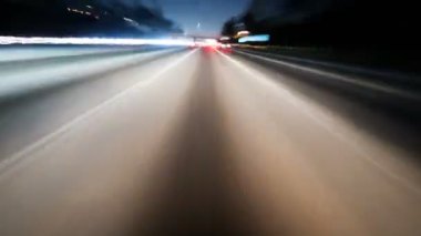 Hiperlapse Los Angeles 'ı Sürüyor Şehir merkezinde Gece Hızı Hareketinde Zaman Hızı Hızlanıyor