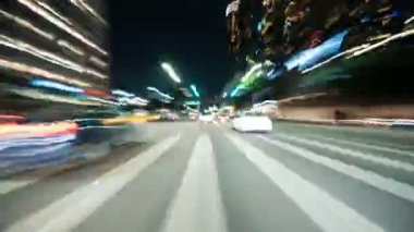 Hiperlapse Los Angeles 'ı Sürüyor Şehir merkezinde Gece Hızı Hareketinde Zaman Hızı Hızlanıyor
