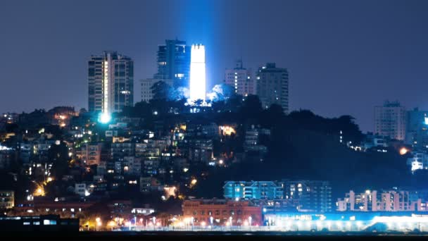 San Francisco Skyline Coit Tower Time Lapse Closeup California Usa — 图库视频影像