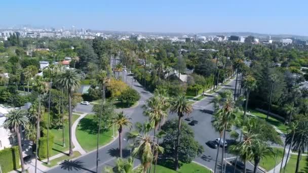 Aerial Establish Shot Los Angeles Beverly Hills Backward California Usa — Stock Video