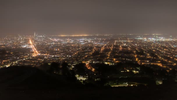 从美国加利福尼亚时间飞逝的双峰看到的旧金山市民景观 — 图库视频影像