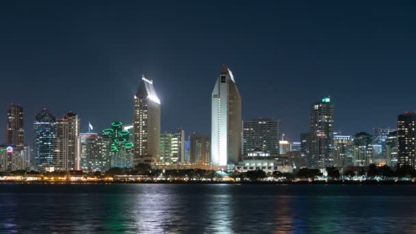 San Diego Skyline Från Coronado Night California Usa — Stockvideo