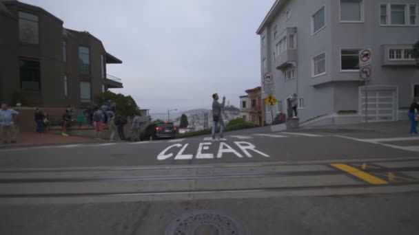 San Francisco Sürücü Şablonu Lombard Sokağı Hyde Caddesi Kaliforniya Abd — Stok video