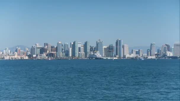 San Diego Downtown Skyline Oceanfront Boat Traffic Time Lapse California — 비디오