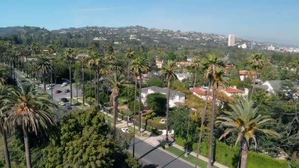 Aerial Establish Shot Beverly Hills Sunset Blvd California Usa – stockvideo